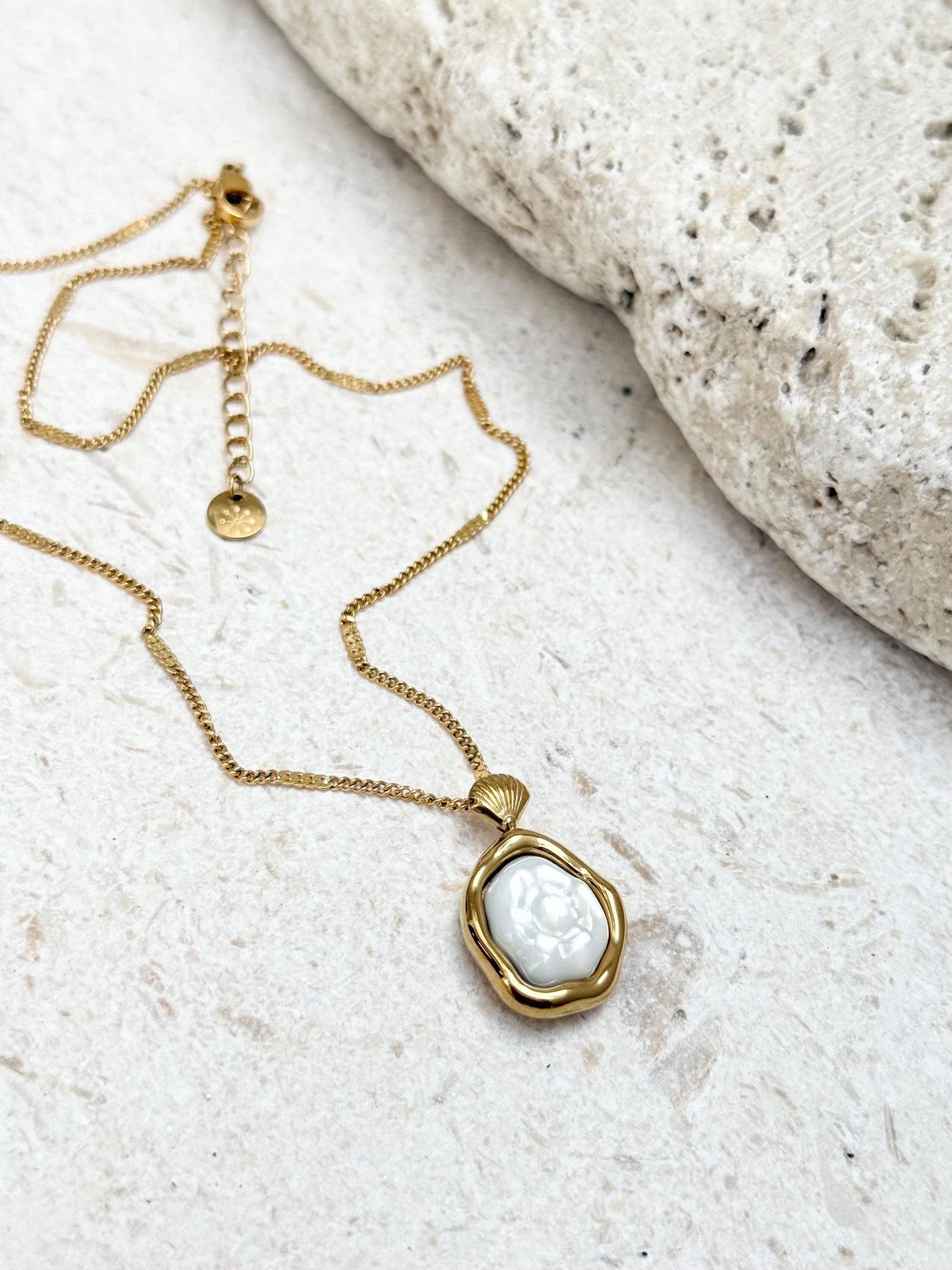Natural Stone Pendant Necklace Set Opal, Shell & Geo Stone Pendants