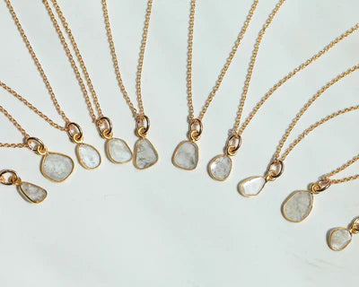 Natural Stone Pendant Necklace Set Opal, Shell & Geo Stone Pendants